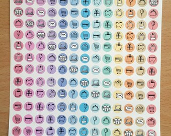 Planner Sticker- Hand drawn Icon Circles: made for the Happy planner, Erin Condren, Filofax, Kikki. K and more.