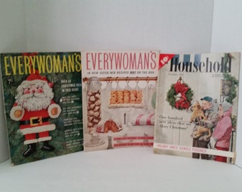 Set of 3 Vintage Holiday Magazines From December 1956/January 1957