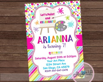Painting Party Invitation, Painting Birthday Party Invitation, Art Birthday Party Invitation, Art Party Invitation, Digital File