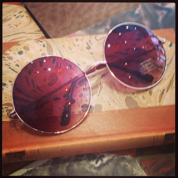 Retro sunglasses: Big round 60's Janis Joplin large size brown.