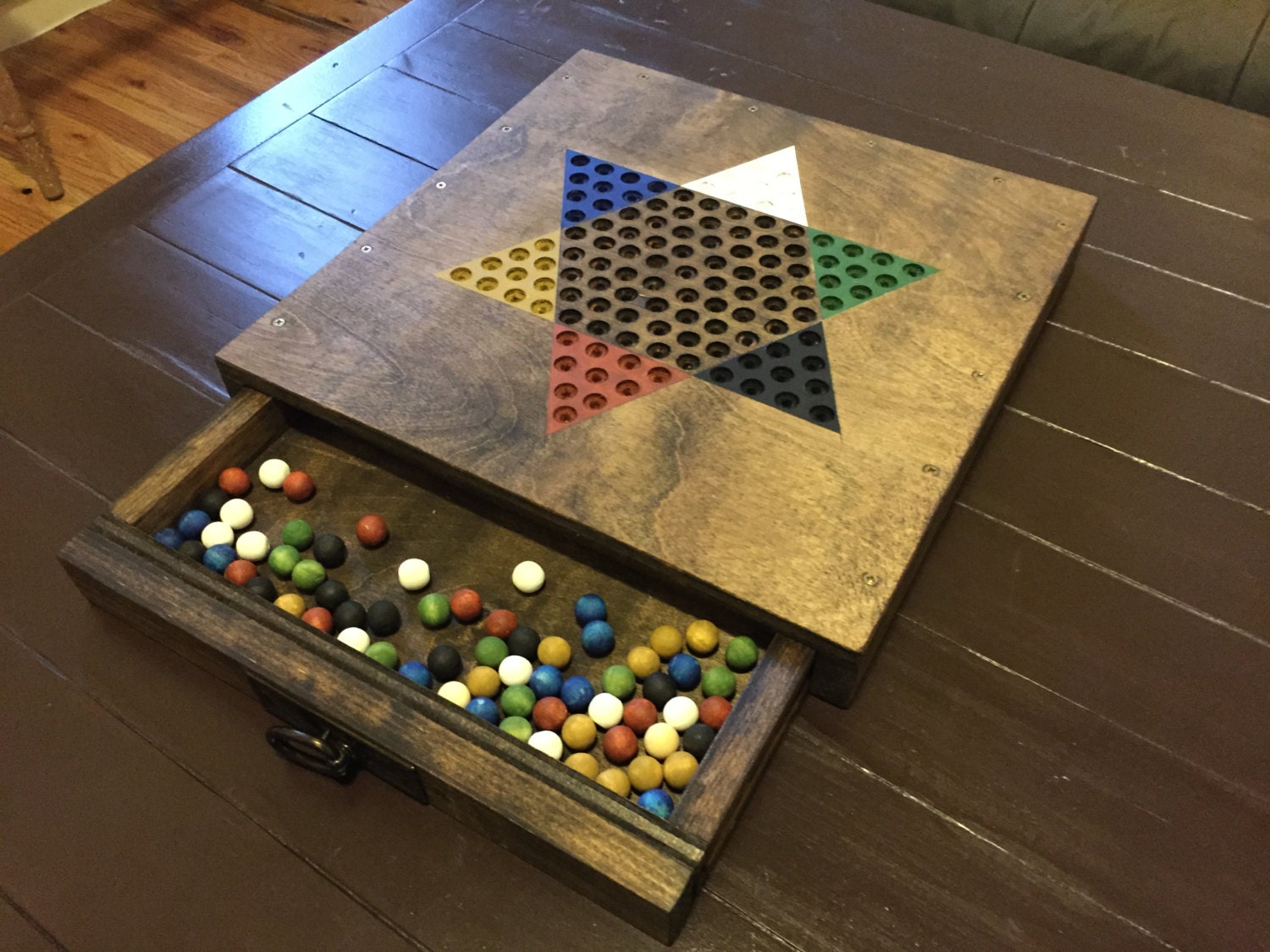 wood chinese checkers set
