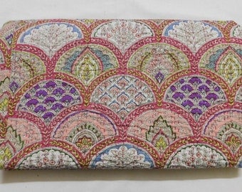 Indian Handmade Kantha Quilt Bedspread Throw Cotton Blanket Gudari Queen,