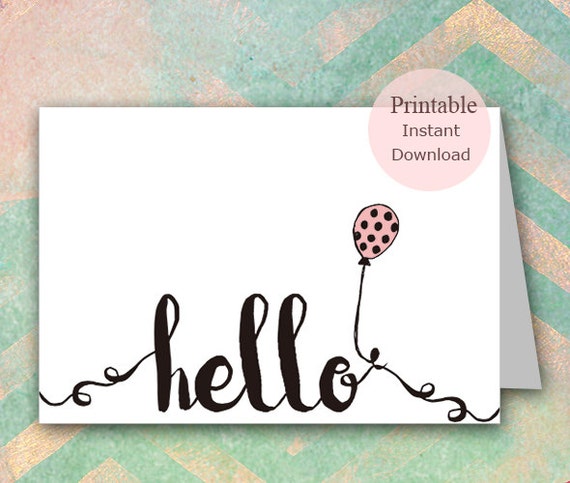 Printable Greeting Cards Hello Card Greeting Card Instant