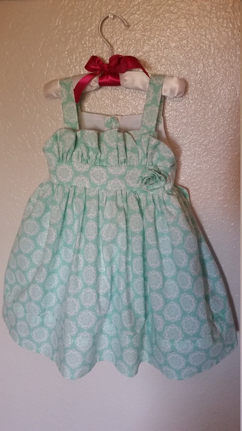 Baby Girl Aqua Petal Dress 12 Months by grandmasbucklesnbows