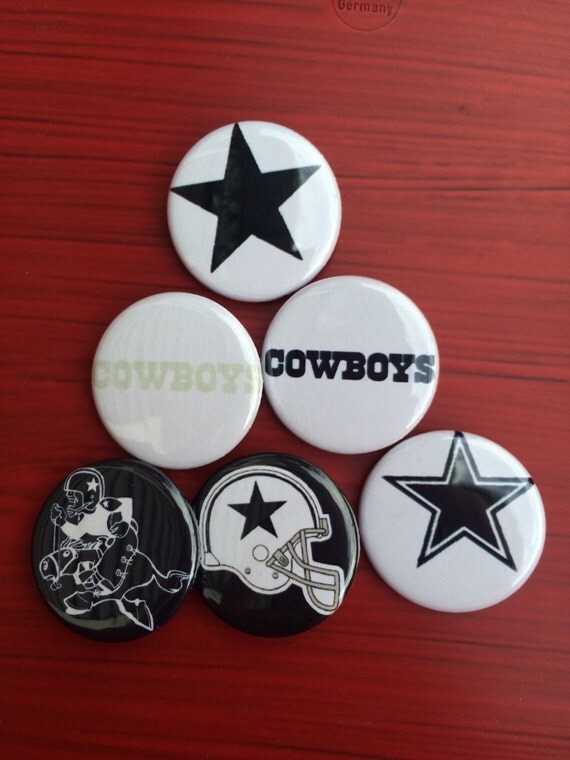 1.25 Dallas Cowboys pin back button set of 6