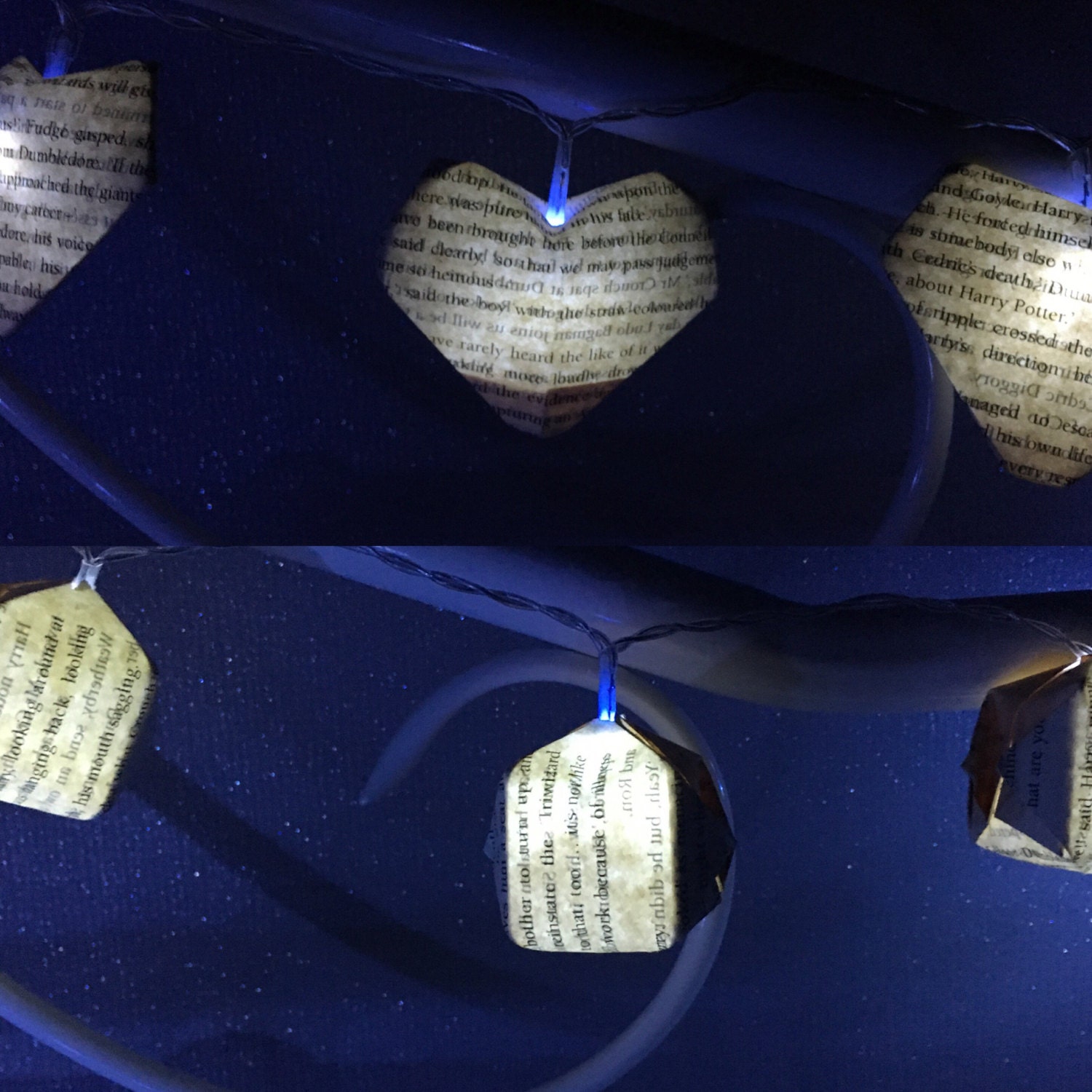 Harry Potter book page fairy lights