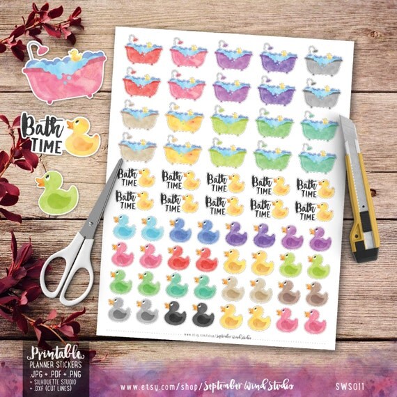 Bath Time Printable Planner Stickers Scrapbooking Printable