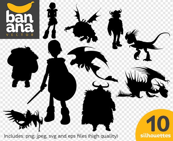 SALE How To Train Your Dragon Silhouettes png jpg svg eps