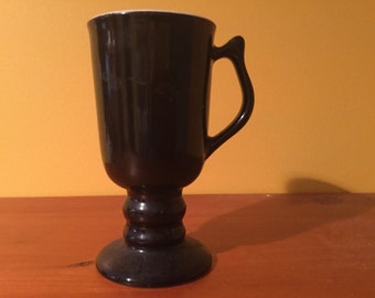 hall pedestal mug black flower vase vintage old glass dining drinking cup stemware