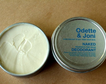 Unscented Cream Deodorant / Organic Natural Deodorant / NAKED Fragrance Free & Vegan Deodorant / Clay + Baking Soda Deodorant Cream
