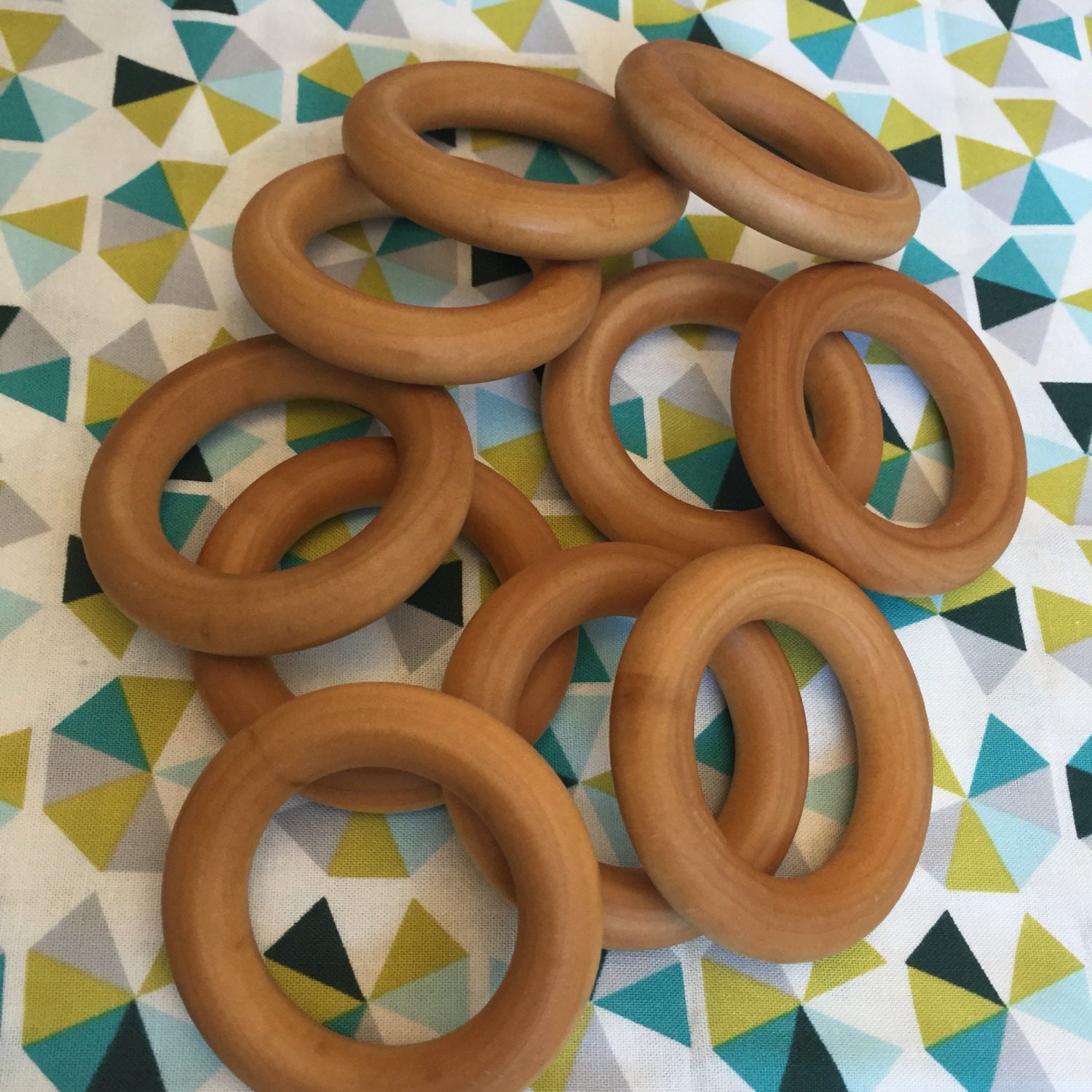 ORGANIC Natural Finished Wood Rings 2.5" or 3" for Baby Teething