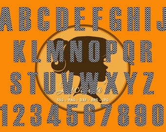 Chevron monogram letters - Chevon style Letters - Numbers - Chevron Font (zipped .eps .pdf .dxf .svg and .studio file) vector cutting files