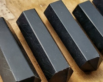 Black Tourmaline Double Terminated Point - Hand Cut Natural Stone Point for Crystal Grids or Terrarium 238