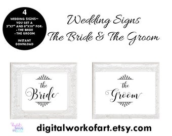 Wedding Sign Bride and Groom Printable Set, Wedding Door Sign for Bride and Groom Printable, Instant Download