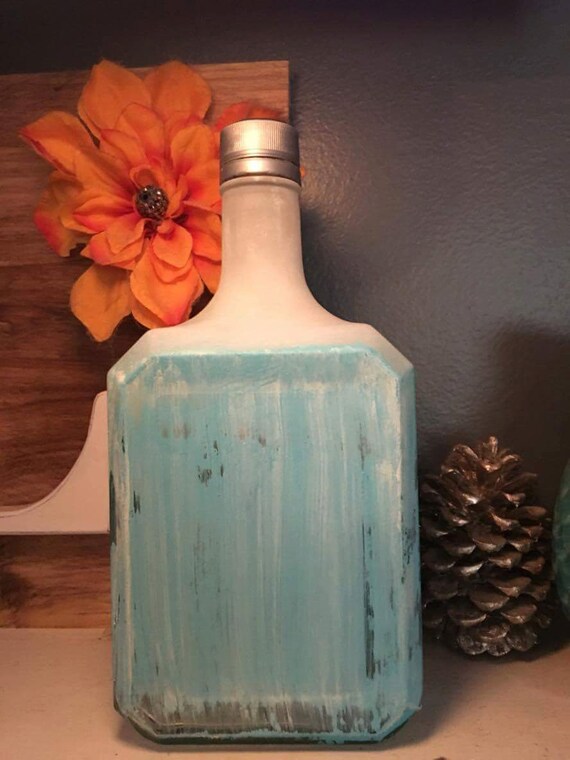 Teal AfterShock Liquor Bottle by BottomsUpBottleCo on Etsy