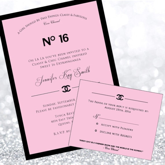 Chanel inspired Birthday Invitation