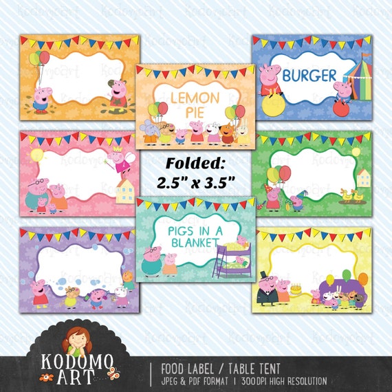 Digital Printable Peppa Pig Food Label/ Table by kodomoartshop