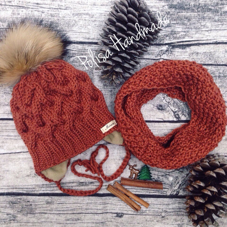 Knitting handmade accessories wool hat and snood by PolisaHandmade