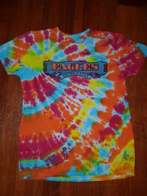 Vintage Tie Dyed Spiral Rock Band Tshirt The Eagles