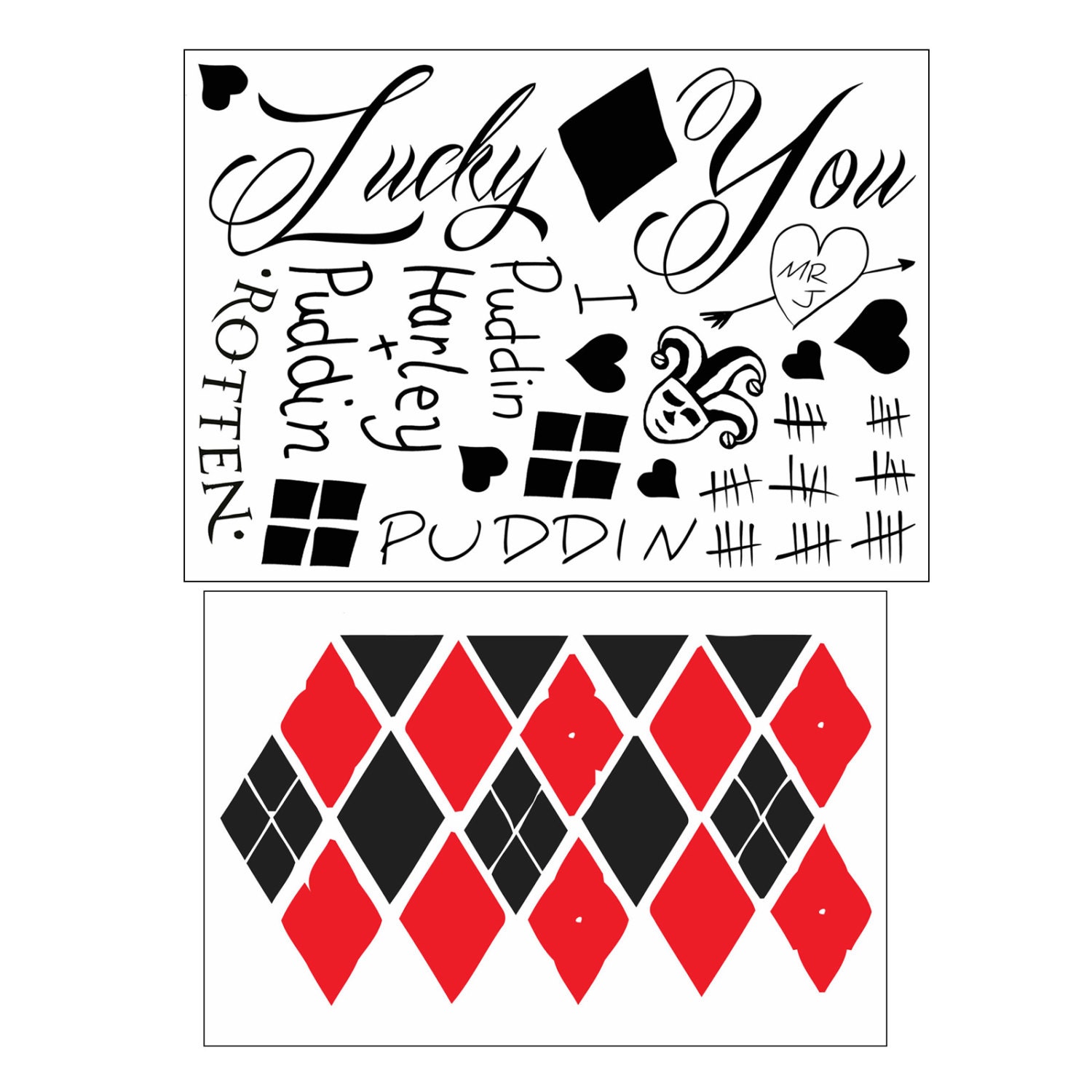 Harley Quinn Temporary Tattoo Bundle Harley Quinn Costume