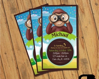 Curious George Invitation - Curious George Invite - Curious George Birthday Invitation - Curious George Bday Party - Digital File Download