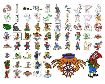 65 Children's Machine Embroidery Designs, Animal Applique, Applique Design, Dinosaur Patch, Teddy Bear Pattern, Dwarves, INSTANT DOWNLOAD
