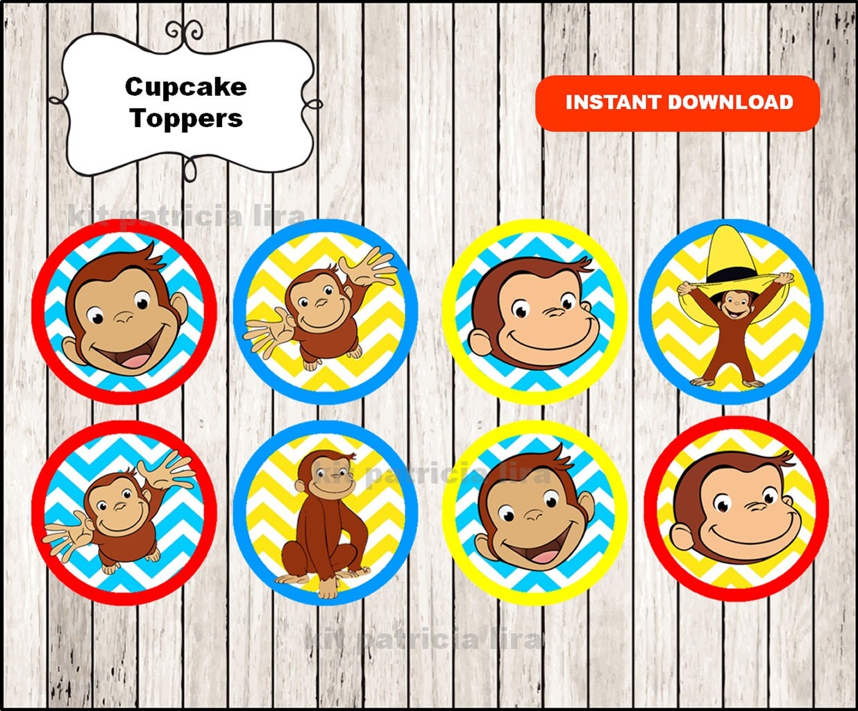 Curious party toppers labels instant download Curious