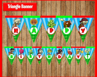 Plants vs Zombies Triangle Banner instant download, Printable Plants vs Zombies party Banner, Plants vs Zombies Banner