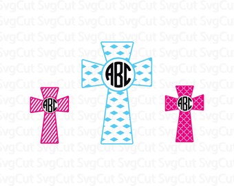 15 Christian cross monogram frame bundle, Cross SVG files for digital cutting machines Silhouette and Cricut, Frame vector bundle