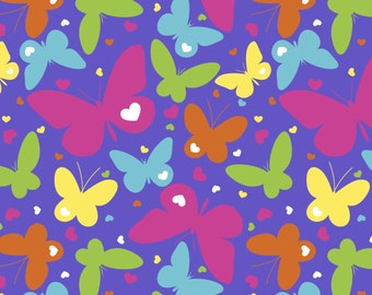 New! Rainbow Butterflies Anti-Pill Fleece fabric by the yard /David Textiles/Free shipping available/girls fabric/butterfly fabric