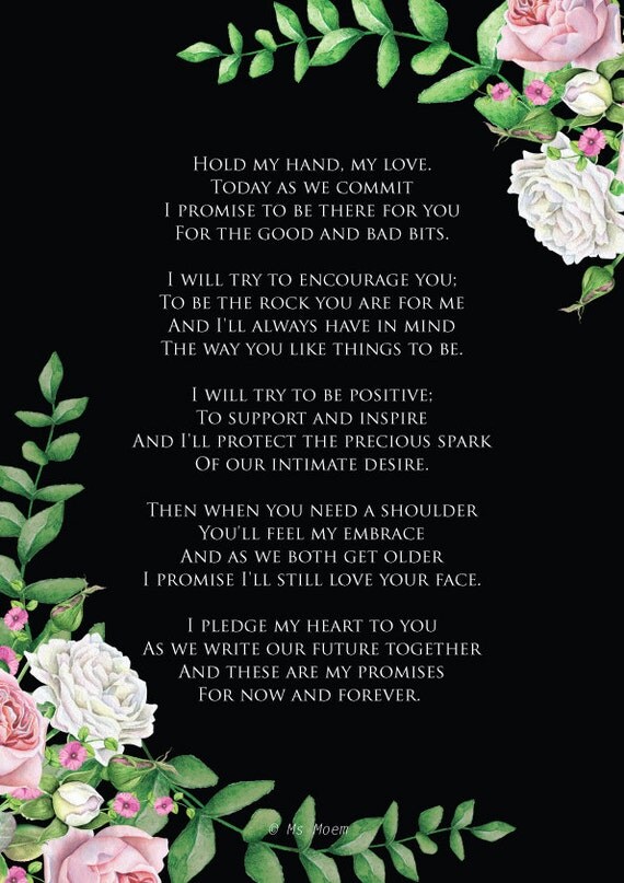 Wedding Poem Art Print Printable Hold My Hand My Love by Ms