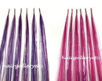 12" Hair Tinsel 100% Human Hair Extension i-tip + Silicone lined Micro Hair Beads