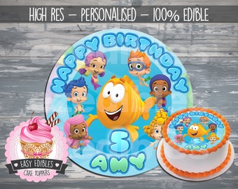 PRE-CUT 8" Round Bubble Guppies Inspired Edible Icing Image Cake Topper
