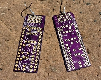 Purple circuit board earrings Osh Park FREE SHIPPING in US