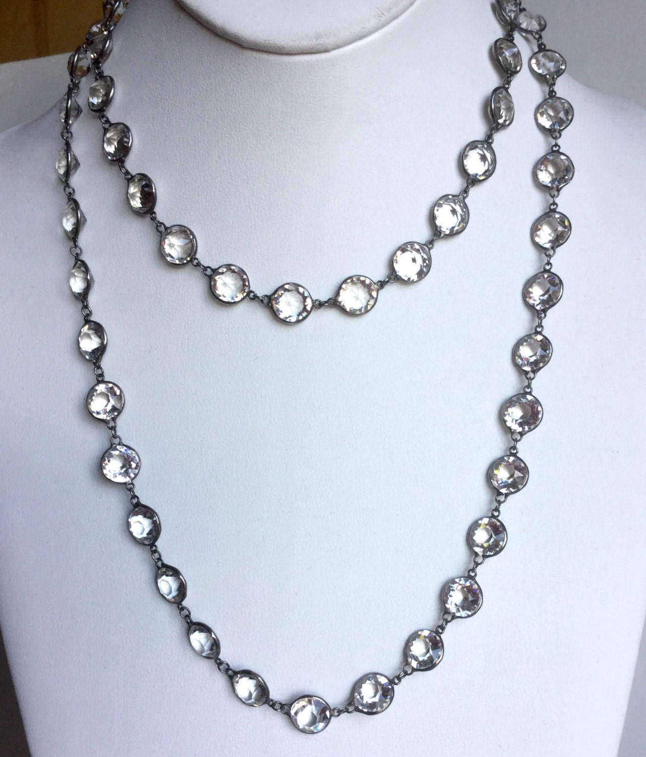 Vintage Rock Crystal Silver Necklace Antique Edwardian