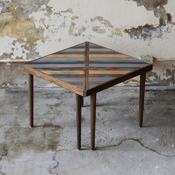 Reclaimed Wood Triangle Table Coffee Table End Tables