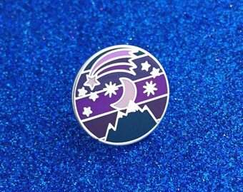 Night Sky Enamel Pin Badge - Ombre Pin, Purple Lapel Pin, Starry Sky