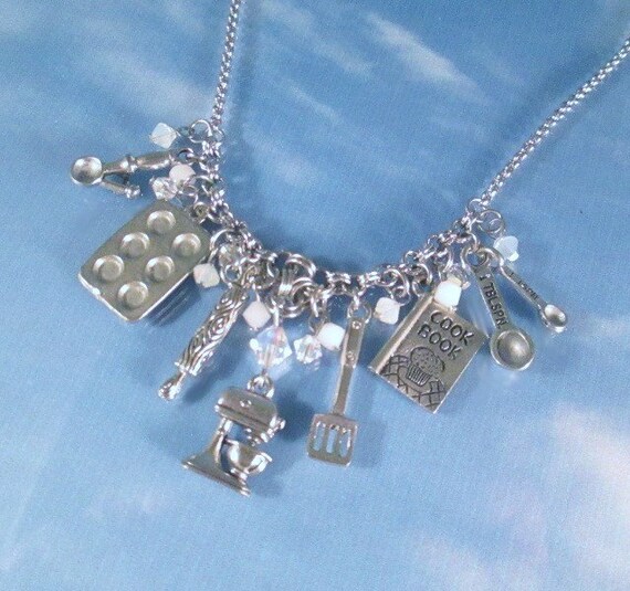 Love to Bake Cook Silver Charm Necklace Culinary Chef Food