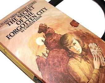 Nancy Drew Book Purse Secret of the Forgotten City Vintage Handbag Upcycled Book Bag