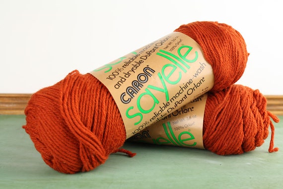 2 Skeins Vintage Caron Sayelle Yarn Terra Cotta 4 Ply Orlon