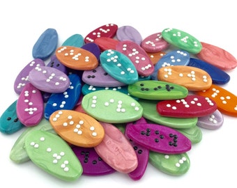 Set of THREE Braille Pocket Pebbles - 1 to 5 Letter Word - Inspirational Words - Comfort Words - Handmade - MADE to ORDER