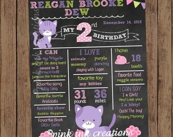 KITTEN Chalkboard Birthday Sign / Kitten Chalkboard / Kitten Birthday / Birthday Chalkboard Sign / Chalkboard Birthday Poster / PRINTABLE