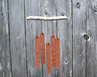 WIND Ceramic Wind Chime, Ceramic and Driftwood Wind Chime