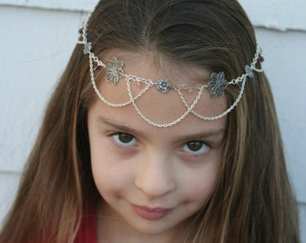 Flower Princess Faerie Circlet - Rose Quartz, Amethyst, Pink Glass - Belly Dance, Wedding, Renaissance or Costume Accessory
