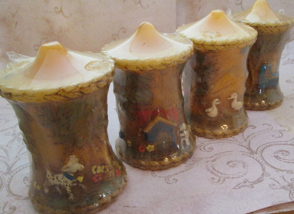 Vintage Wax Candle 1970s Carved Candles Sculpture by TheBeadSource