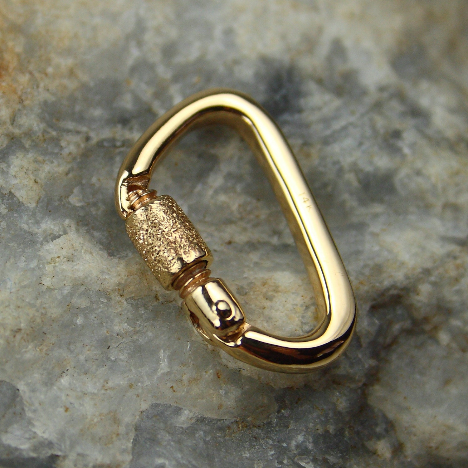 Solid 14k Yellow Gold Functional Miniature Locking Carabiner