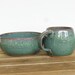 Ceramic Pottery Breakfast Set - One Cup and One Bowl in Sea Mist Glaze, Rustic Stoneware, Kitchen Pottery