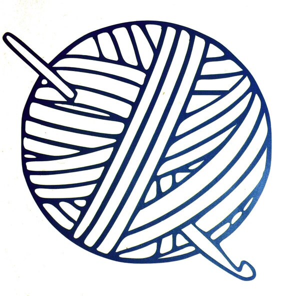 Vinyl Decal Yarn Ball With CROCHET HOOK