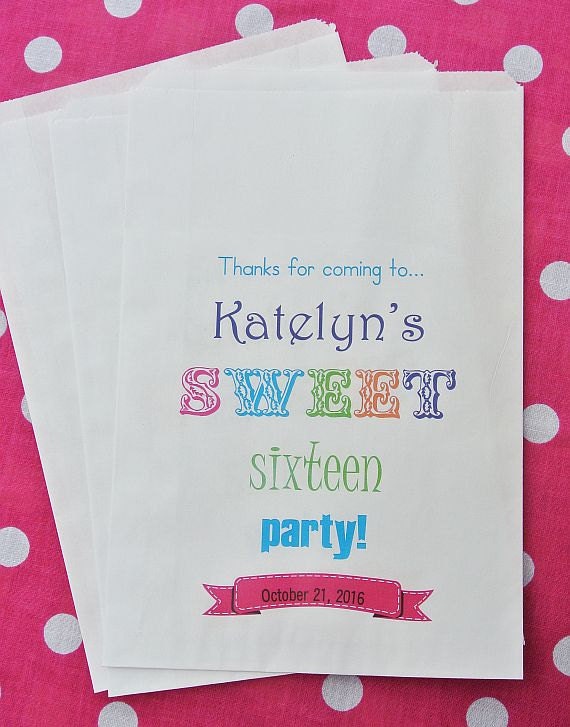 Sweet 16 Birthday | Sweet 16 Party | Candy Bags | Favor Bags Il_570xn