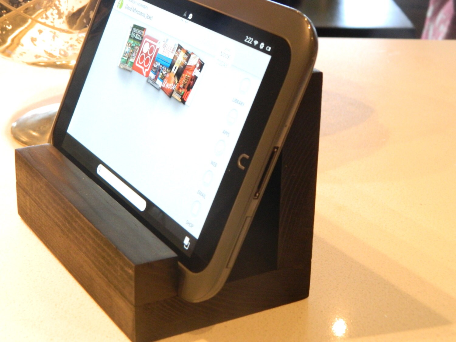 Rustic Wood Tablet Stand iPad Cookbook Stand 6 inch